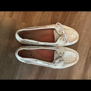 White Sperry boat shoes